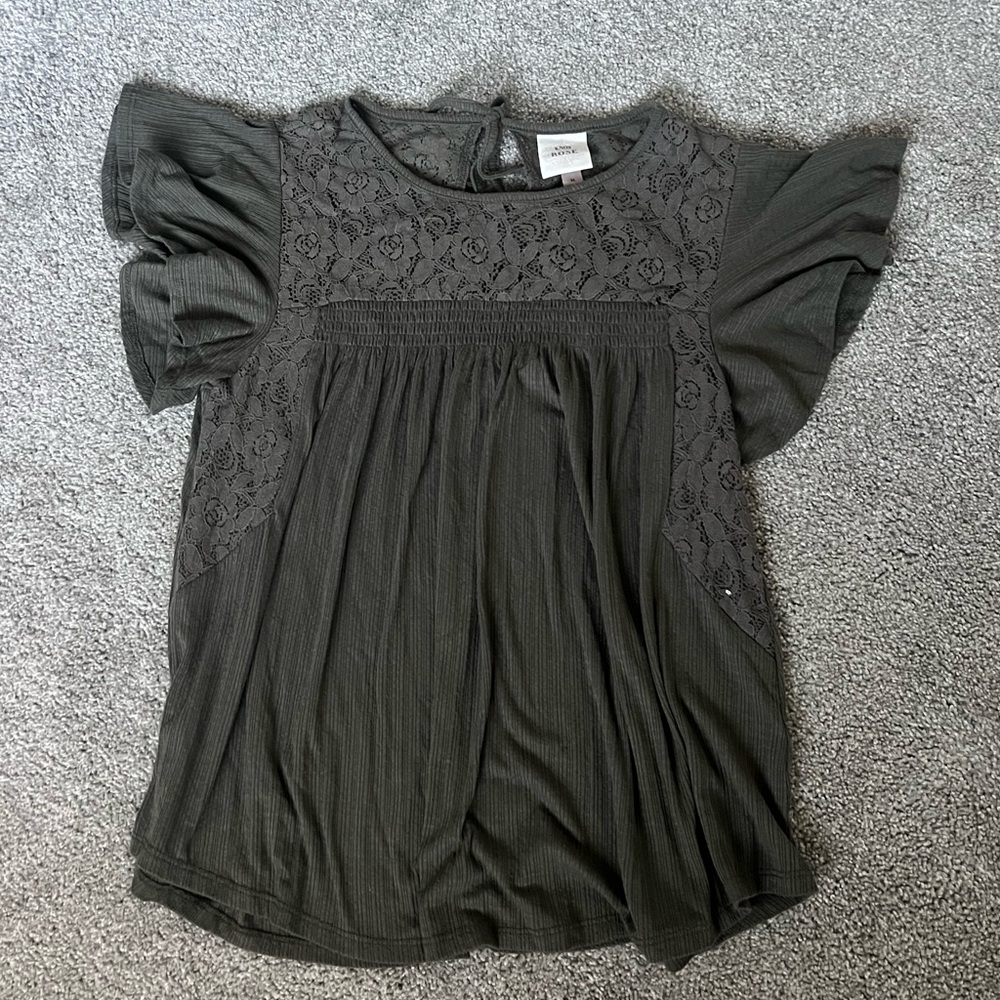Knox Rose Elegant Dark Green Lace Blouse Woman’s M